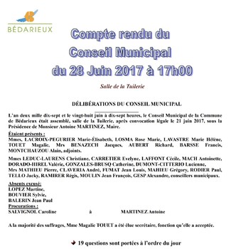 Compte rendu du 28.06.2017